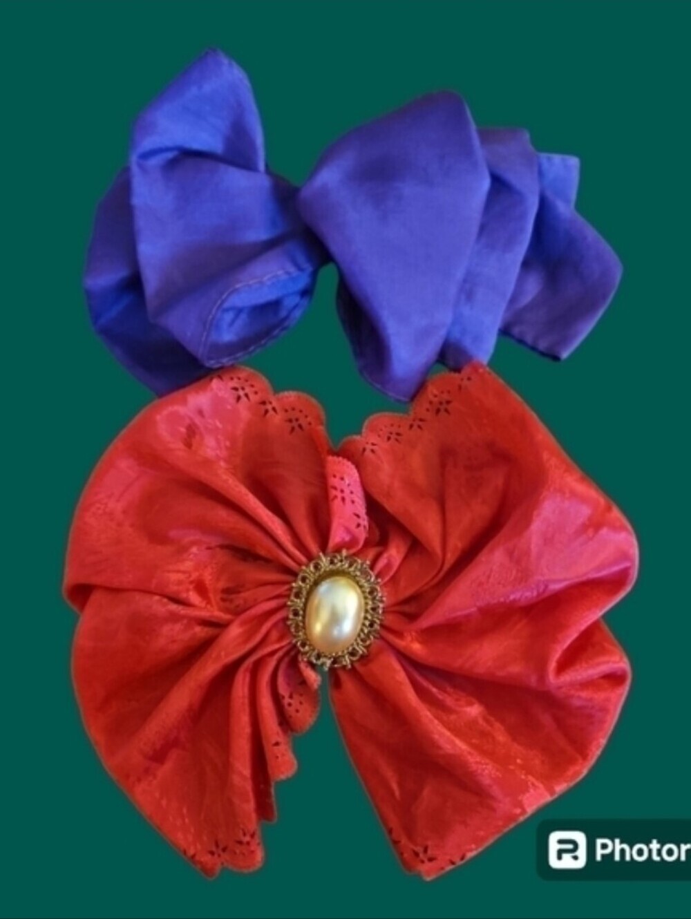 Vintage Large Purple and Pink Coquette Hair Bows